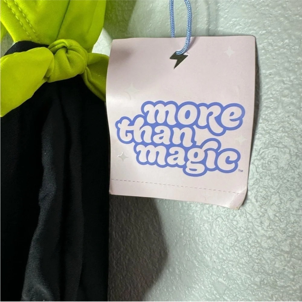 New Girl’s Swimsuit, “More Than Magic” Cutout OnePiece, Size L (10/12), Lime&Blk